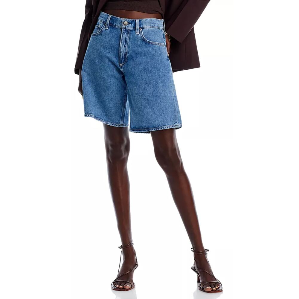 Rag & Bone Shorts 28 Mckenna High Rise Bermuda Denim Alton Blue Casual Summer